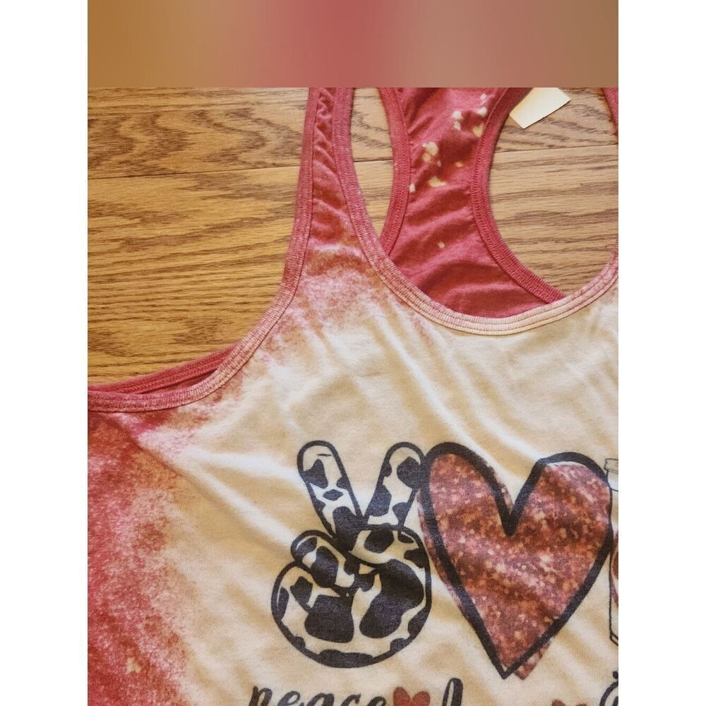 E22 Chick-fil-A Peace Love Graphic Tank Top - Coral & White - Picture 6 of 13